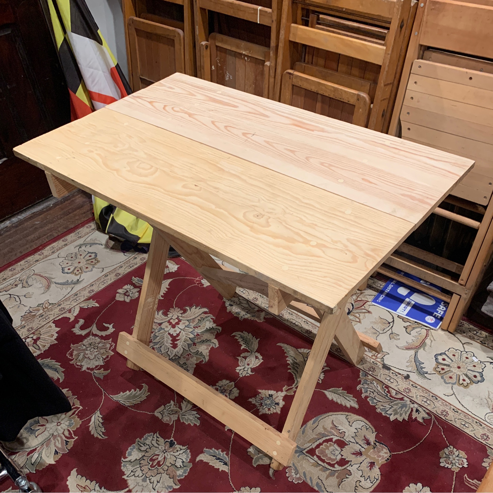 Wood folding table nearby